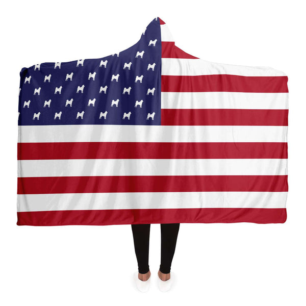 American Flag Shiba Inu - Hooded Blanket