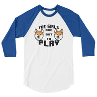 The Girls are Out to Play - Red Shiba - 3/4 sleeve raglan shirt