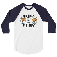 The Girls are Out to Play - Red Shiba - 3/4 sleeve raglan shirt