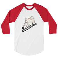 Zoomies!! Cream Shiba - 3/4 sleeve raglan shirt - Stubborn Shiba Co