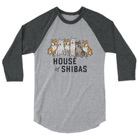 House of Shibas - 3/4 sleeve raglan shirt - Stubborn Shiba Co